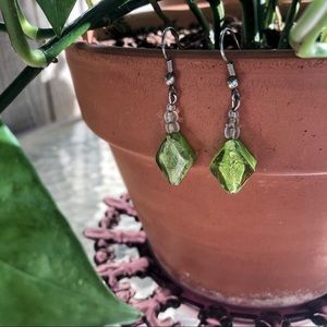 Super cute green earrings dangle handmade